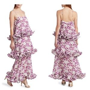 Amur Dewy Floral Tiered Ruffled Maci Dress